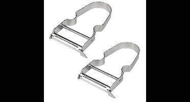 Kook/keuken gerei - 2x - schilmes/dunschiller - zilver - RVS - 11 x 6.5 cm