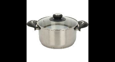 Kookpan klein model met glazen deksel - RVS - 2.7 liter - D20 x H10.5 cm