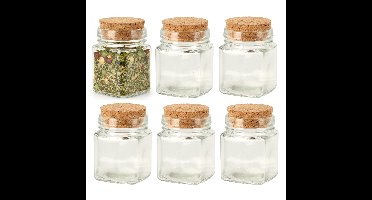 Kruidenpotjes / kleine voorraadpotjes - 6x stuks - glas - transparant - 160 ml