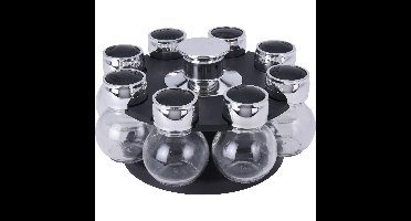 Kruidenrek met 8 strooipotjes - kunststof - glas - D6 x H8 cm