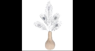 Kunst siertak pauwvaren/pauwenveer - zilver - 84 cm - Decoratie kunst pluimen