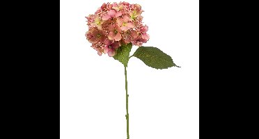 Kunstbloem Hortensia tak - 50 cm - oud roze - kunst zijdebloem - Hydrangea - decoratie bloem