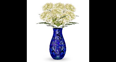 Kunstbloem Hortensia tak - 8x - 50 cm - wit - kunst zijdebloem - Hydrangea - decoratie bloem