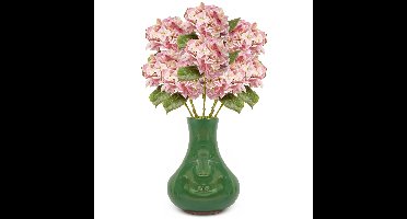 Kunstbloem Hortensia tak - 8x - Challenge - 47 cm - roze - kunst zijdebloem - Hydrangea