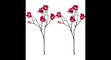 Kunstbloem Magnolia tak - 2x - 65 cm - dieproze - Kunst zijdebloemen