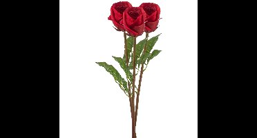 Kunstbloem Roos Bud tak - 3x - 58 cm - rood - Kunst zijdebloemen