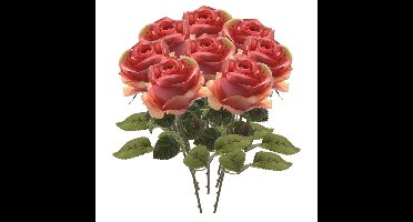 Kunstbloem roos Simone - 8x - roze - 45 cm - decoratie bloemen