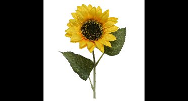Kunstbloem Zonnebloem tak - 64 cm - geel - kunst zijdebloem - decoratie bloemen