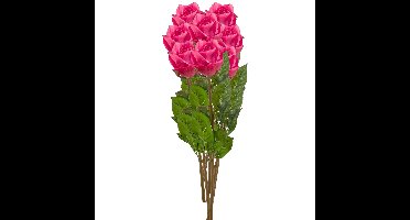 Kunstbloemen boeket Roos Bud - 8x - 58 cm - fuchsia - Kunst zijdebloemen