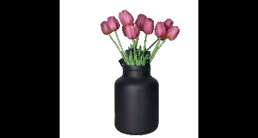 Kunstbloemen boeket Tulp Tulipa - 10x - 44 cm - paars - Real Touch - kunst zijdebloemen
