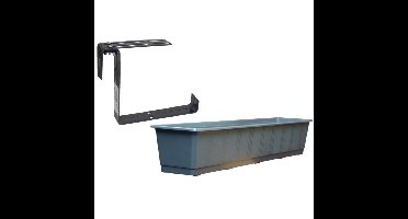 Kunststof plantenbak antraciet grijs rechthoekig 80 cm met 2 verstelbare railing beugels