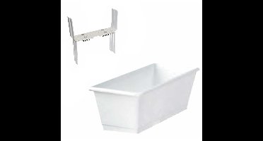 Kunststof plantenbak wit rechthoekig 40 cm met 2 verstelbare balkon/muurbeugels