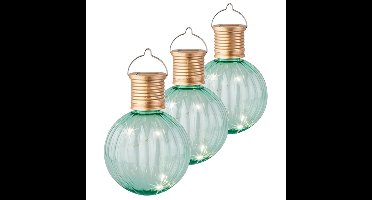 Lampion solar verlichting - 10x - turquoise - 11 cm - LED