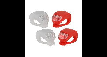 LED fietsverlichting/lampjes set - 4x stuks - siliconen - voor en achter licht