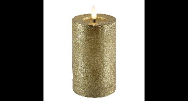 LED kaars/stompkaars - goud - D7,5 x H12,5 cm - timer - warm wit
