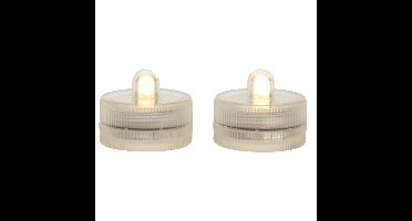 LED waxinelichtjes/theelichtjes voor onder water - set van 2x - warm wit