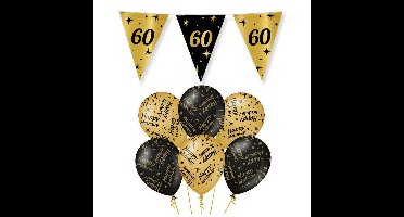 Leeftijd 60 jaar verjaardag versiering pakket zwart/goud 2-soorten