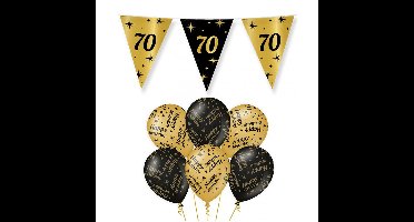 Leeftijd 70 jaar verjaardag versiering pakket zwart/goud 2-soorten