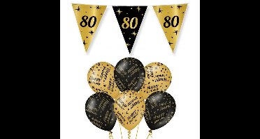Leeftijd 80 jaar verjaardag versiering pakket zwart/goud 2-soorten