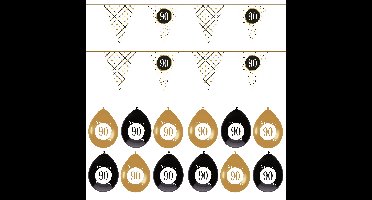 Leeftijd verjaardag 90 jaar geworden feestpakket vlaggetjes/ballonnen