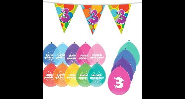 Leeftijd verjaardag thema 3 jaar pakket ballonnen/vlaggetjes
