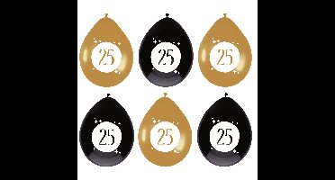 Leeftijd verjaardag thema ballonnen 25 jaar 6x stuks 30 cm