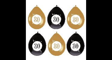 Leeftijd verjaardag thema ballonnen 80 jaar 6x stuks 30 cm