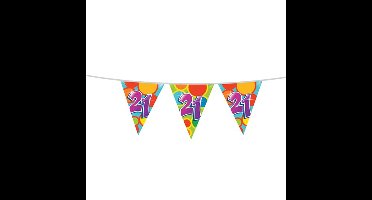 Leeftijd verjaardag thema vlaggetjes 21 jaar plastic 10 meter