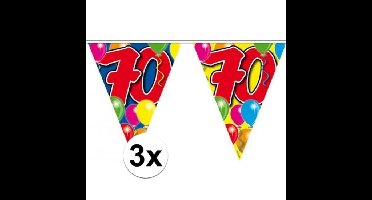 Leeftijd vlaggenlijn - 3x - 70 jaar - 10 meter - verjaardag versiering - vlaggetjes