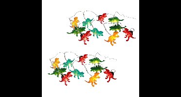 Lichtsnoeren- 2x - dinosaurus - 200 cm - op batterij - warm wit - 10 dino led lampjes
