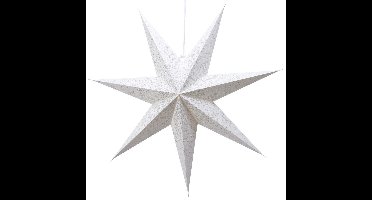Lumineo glitter kerstster lampion wit met E14 fitting 60 cm