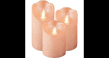 Lumineo LED kaarsen/stompkaarsen - set 3x st - lichtroze - D7,5 cm - met timer