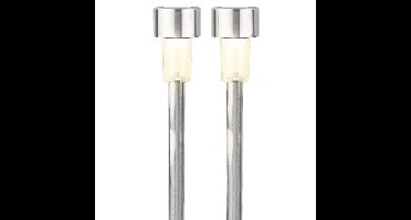 Lumineo Prikspot solar - 2x - LED - zilver - H36 cm - RVS