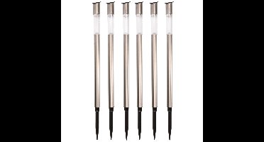 Lumineo Tuinfakkel Bodi - 6x - solar - RVS - warm wit - 57 cm