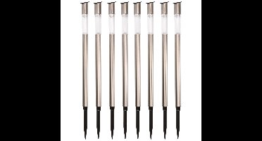 Lumineo Tuinfakkel Bodi - 8x - solar - RVS - warm wit - 57 cm