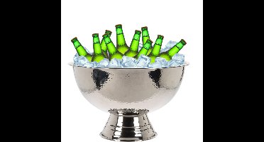 Luxe Bieremmer/ijsemmer op voet - RVS - zilverkleurig - 40 x 24 cm