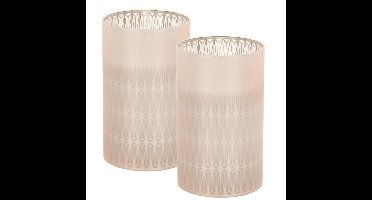 Luxe LED kaarsen - 2x - in glas - warm wit - D7,5 x H12,5 cm