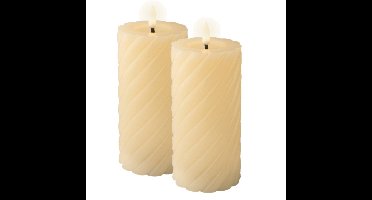 Luxe LED kaarsen/stompkaarsen - 2x - creme wit - D7,5 x H17 cm - timer