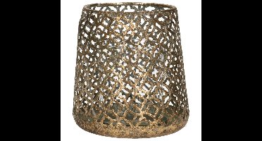 Luxe theelichthouder/kaarsenhouder - brons kleur - metaal - D14 x H15 cm