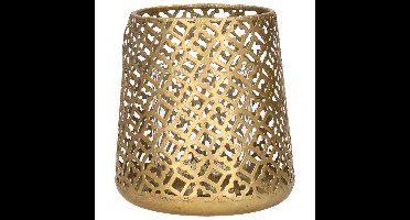 Luxe theelichthouder/kaarsenhouder - goud kleur - metaal - D14 x H15 cm