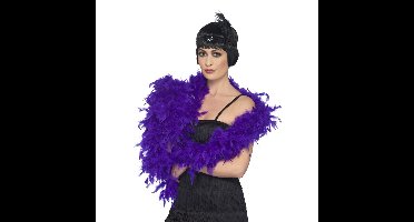 Luxe veren boa 180 cm en 80 gram - paars - carnaval verkleed spullen/accessoires