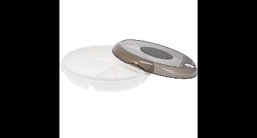 Magnetronschaal met vakjes - en deksel/ventiel - beige - kunststof - Dia 24 x H 6,5 cm