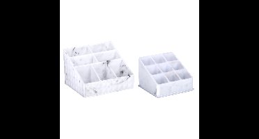 Make-up organizer set - 7 vaks en 9 vaks - marble look - kunststof