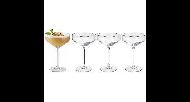 Martini glazen - 4x stuks - glas - 300ml - met streep - martini glas - cocktailglazen