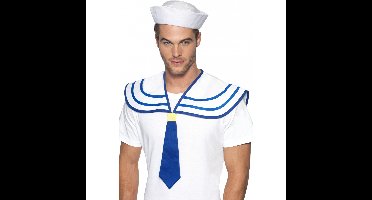 Matrozen zeeman kraag - wit/blauw - Maritieme verkleed accessoires - volwassenen
