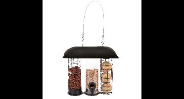 Metalen drie-in-een voedersilo zwart 24 cm