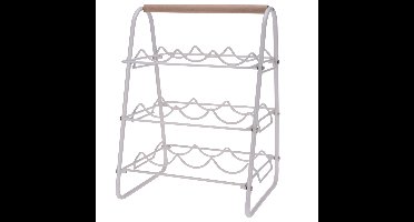 Metalen wijnrek - wit - voor 9 flessen - 33 x 29 x 46 cm
