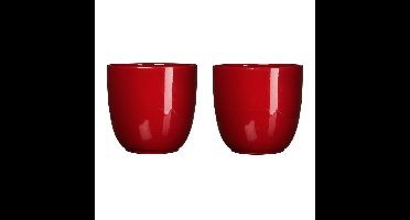 Mica Decorations Bloempot - 3x stuks - rood - keramiek - 10 x 9 cm