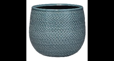 Mica Decorations Bloempot - midnight blauw - keramiek - 16x14 cm