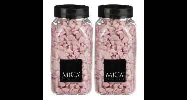 Mica Decorations decoratie steentjes - 2x - roze - 1 kilo - 650ml - hobby steentjes